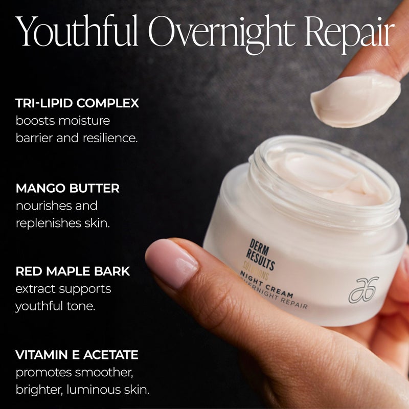 Arbonne DermResults Solutions Night Cream – Hydrating Overnight Moisturizer with Tri-Lipid Complex, Mango Butter, Vitamin E acetate, and Red Maple Bark Extract, 1.7 oz / 50 ml, by Arbonne. - Image 3